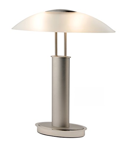 Artiva USA Avalon 9476TCM Touch-switch Table Lamp, Frosted Canoe Glass Shade, Satin Nickel and Chrome Finish