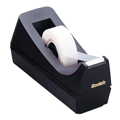 Scotch Classic Desktop Tape Dispenser C-38, Black, 1 in Core, Made From 100% Recycled Plastic, 1 Dispenser (C-38)