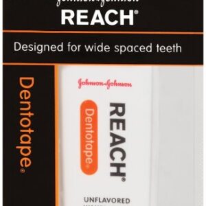 Reach Dentotape Waxed Dental Floss with Extra Wide Cleaning Surface for Large Spaces between Teeth, Unflavored, 100 Yards (Pack of 3)