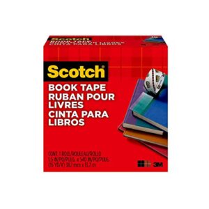 scotch book tape, 1.5 in x 540 in, 1 roll/pack, excellent for repairing, reinforcing protecting, and covering (845-150)