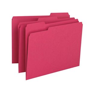 smead colored file folder, 1/3-cut tab, letter size, red, 100 per box (12743)