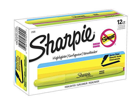 Sharpie Accent Pocket-Style Highlighters, Fluorescent Yellow , Chisel Tip, Dozen - 27025