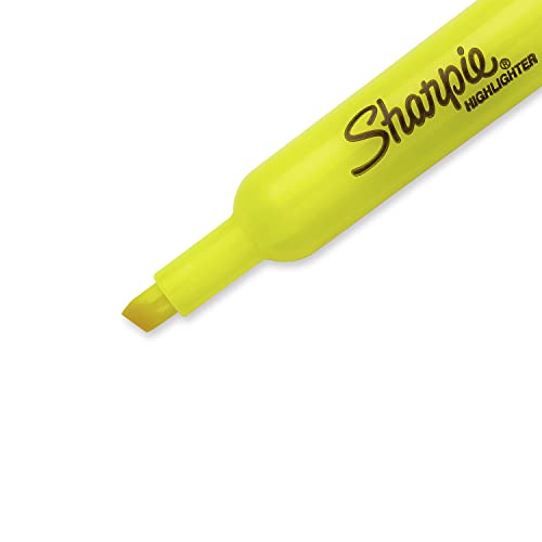 SHARPIE Tank Style Highlighters, Chisel Tip, Fluorescent Yellow, Box of 12