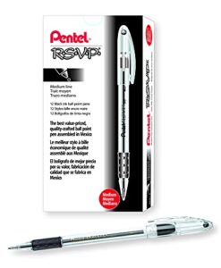 pentel rsvp ballpoint pen, 1.0 mm, black ink, 12 pack (bk91-a)