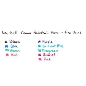 uni-ball Vision Rollerball Pens Fine Point, 0.7mm, Black, 12 Pack