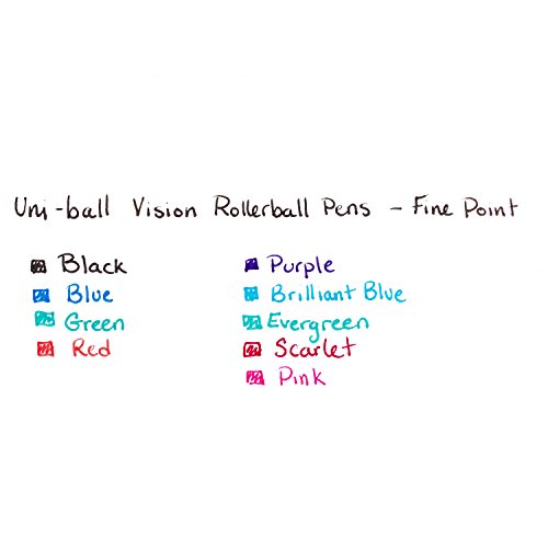 uni-ball Vision Rollerball Pens Fine Point, 0.7mm, Black, 12 Pack