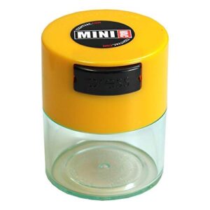 minivac – 10g to 30 grams airtight multi-use vacuum seal portable storage container for dry goods, food, and herbs – yellow cap & clear body