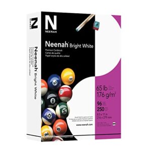 Neenah Premium Cardstock, 8.5" x 11", 65 lb/176 gsm, Bright White, 250 Sheets (91904)