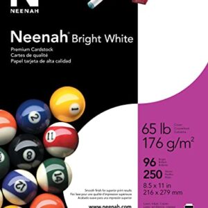 Neenah Premium Cardstock, 8.5" x 11", 65 lb/176 gsm, Bright White, 250 Sheets (91904)