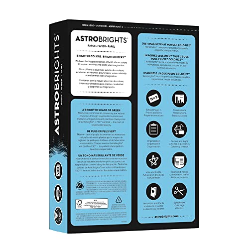 Neenah Astrobrights 30% Recycled Bright Color Paper, 8 1/2in x 11in, 24 Lb, FSC Certified, Lunar Blue, Ream Of 500 Sheets, 21528