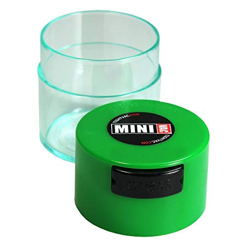 Minivac - 10g to 30 grams Airtight Multi-Use Vacuum Seal Portable Storage Container for Dry Goods, Food, and Herbs - Green Cap & Clear Body