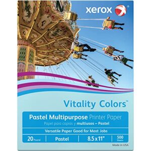 multipurpose colored copy paper, 20 lb., 8 1/2in. x 11in., blue, ream of 500 sheets