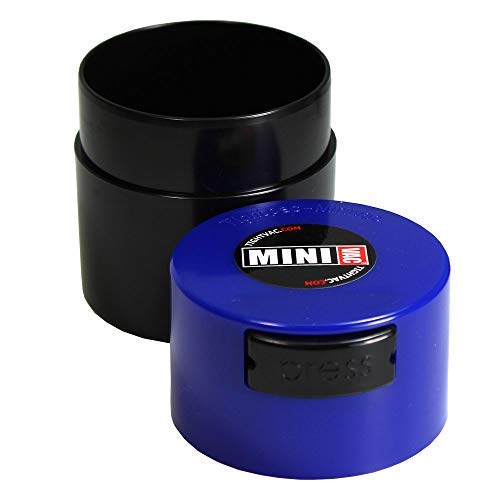 Minivac - 10g to 30 grams Vacuum Sealed Container - D Blue Cap & Black Body