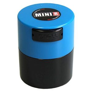 minivac – 10g to 30 grams airtight multi-use vacuum seal portable storage container for dry goods, food, and herbs – light blue cap & black body