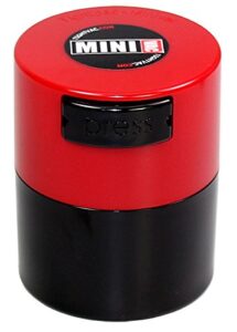 minivac – 10g to 30 grams vacuum sealed container – red cap & black body