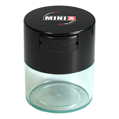 Minivac - 10g to 30 grams Vacuum Sealed Container Black Cap & Clear Body