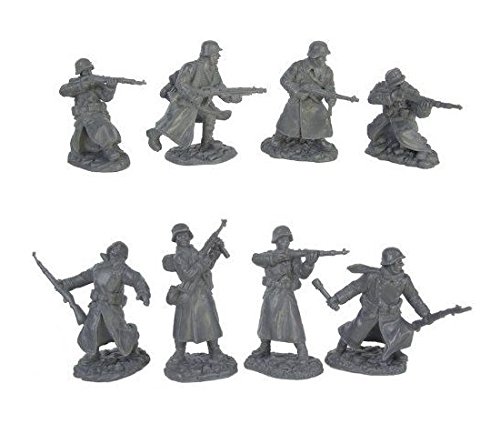 WWII Longcoat German Infantry Plastic Army Men: 16 piece set of 54mm Figures - 1:32 scale