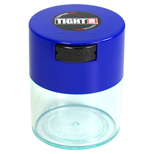 Tightvac - 1/2 oz to 3 Ounce Airtight Multi-Use Vacuum Seal Portable Storage Container for Dry Goods, Food, and Herbs - Blue Cap & Clear Body