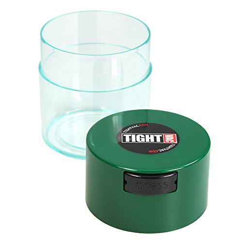 Tightvac - 1/2 oz to 3 ounce Airtight Multi-Use Vacuum Seal Portable Storage Container for Dry Goods, Food, and Herbs - Green Cap & Clear Body
