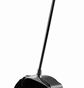 Rubbermaid Commercial Products Dustpan with Long Handle, Plastic, Black, Compatible with Any Broom for Lobby/Restaurant/Office/Home/Dog Pooper Scooper