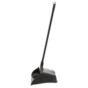 Rubbermaid Commercial Products Dustpan with Long Handle, Plastic, Black, Compatible with Any Broom for Lobby/Restaurant/Office/Home/Dog Pooper Scooper