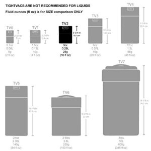 Tightvac - 1/2 oz to 3 ounce Airtight Multi-Use Vacuum Seal Portable Storage Container for Dry Goods, Food, and Herbs - Black Cap & Clear Body