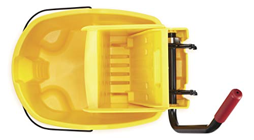 Rubbermaid Commercial Products, WaveBrake - Commercial Industrial Mop Bucket with Side-Press Wringer Combo on Wheels, 35 Quart, Yellow