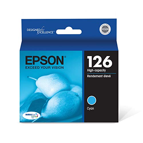 Epson T126 DURABrite Ultra Ink Standard Capacity Cyan Cartridge (T126220-S) for Select Stylus and Workforce Printers