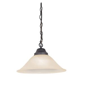 design house 517664 millbridge traditional 1 indoor hanging swag light with alabaster glass shade for living dining room bar area, oil rubbed bronze