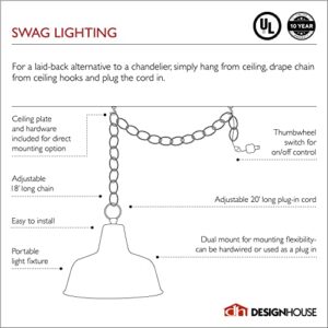 Design House 517664 Millbridge Traditional 1 Indoor Hanging Swag Light with Alabaster Glass Shade for Living Dining Room Bar Area, Oil Rubbed Bronze