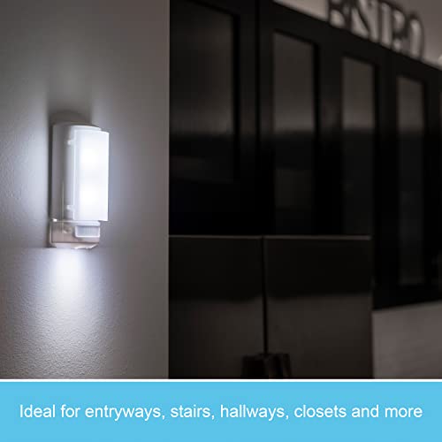 GE Wireless LED Wall Sconce, Motion Sensing, Manual On/Off, Warm White Light, Battery Operated, No Wiring Needed, Easy To Install, Perfect for Entry, Stairs, Hallway, Closet, Basement, 17455