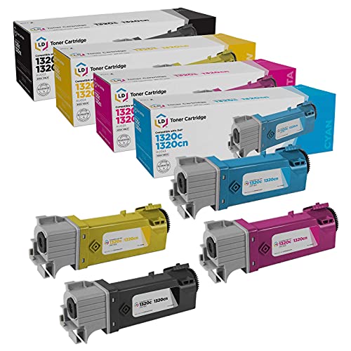 LD Products Compatible Toner Cartridge Replacements for Dell Color Laser 1320c High Yield (1 KU052 Black, 1 KU053 Cyan, 1 KU055 Magenta, 1 KU054 Yellow, 4-Pack)