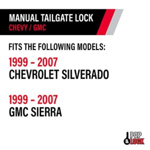 Pop & Lock – Manual Tailgate Lock for Chevy Silverado and GMC Sierra, Fits 1999 to 2007 Models (Black, PL1100)