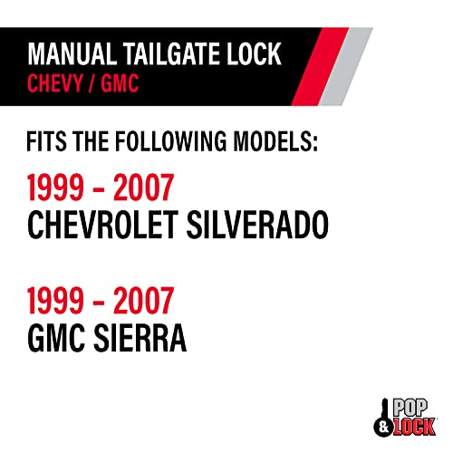 Pop & Lock – Manual Tailgate Lock for Chevy Silverado and GMC Sierra, Fits 1999 to 2007 Models (Black, PL1100)