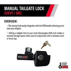 Pop & Lock – Manual Tailgate Lock for Chevy Silverado and GMC Sierra, Fits 1999 to 2007 Models (Black, PL1100)