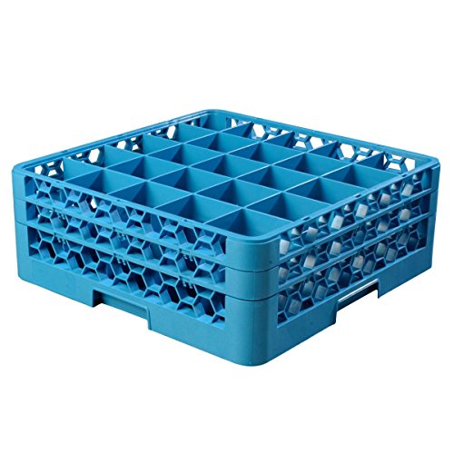 Carlisle RG25-214 OptiClean 25 Compartment Glass Rack with 2 Extenders, Blue