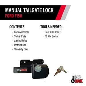 Pop & Lock PL2500 Black Manual Tailgate Lock for Ford (Works Without Factory Lock)