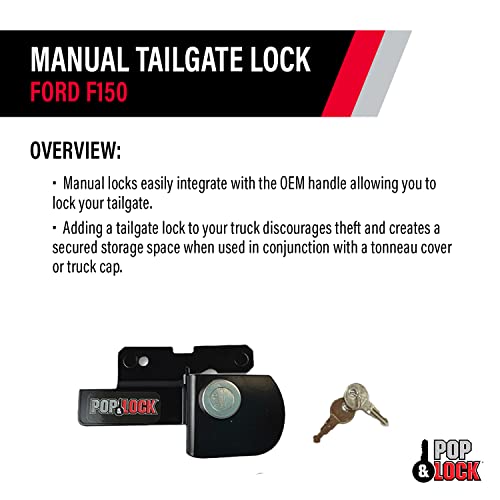 Pop & Lock PL2500 Black Manual Tailgate Lock for Ford (Works Without Factory Lock)