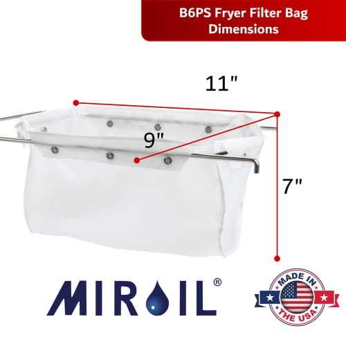 Miroil B6PS Fryer Filter Bag & Frame, MirOil EZ Flow Filter Bag Combination, Part 02852, Use to Filter Fry Oil, Suitable for 70 lb Polishing Oil, Durable, Easy to Clean with Hot Water