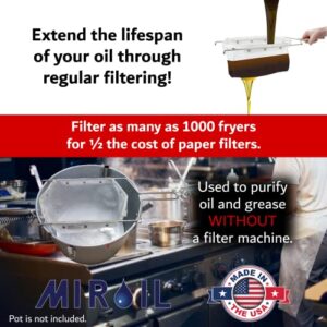 Miroil B6PS Fryer Filter Bag & Frame, MirOil EZ Flow Filter Bag Combination, Part 02852, Use to Filter Fry Oil, Suitable for 70 lb Polishing Oil, Durable, Easy to Clean with Hot Water