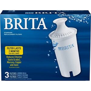 brita standard water filter, standard replacement filters for pitchers and dispensers, bpa free – 3 count