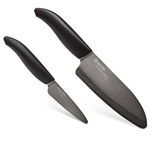 Kyocera Revolution Series Paring and Santoku Knife Set, Black Blade