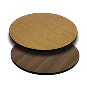 flash furniture 36” round table top with natural or walnut reversible laminate top