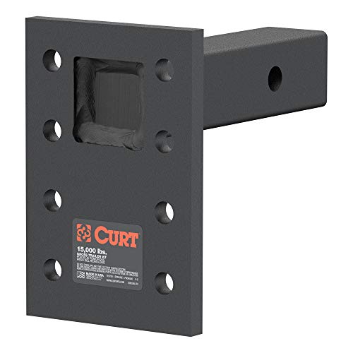 CURT 48328 Adjustable Pintle Mount for 2-Inch Hitch Receiver, 15,000 lbs, 6-1/2-Inch Drop, 6-Inch Length, Carbide Black Powder Coat