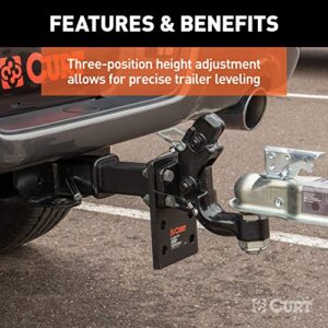 CURT 48328 Adjustable Pintle Mount for 2-Inch Hitch Receiver, 15,000 lbs, 6-1/2-Inch Drop, 6-Inch Length, Carbide Black Powder Coat