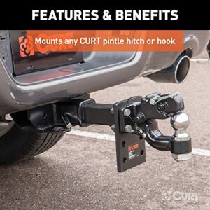 CURT 48328 Adjustable Pintle Mount for 2-Inch Hitch Receiver, 15,000 lbs, 6-1/2-Inch Drop, 6-Inch Length, Carbide Black Powder Coat