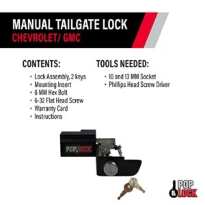 Pop & Lock PL1300 Black Manual Tailgate Lock for Chevy/GMC (New Body)