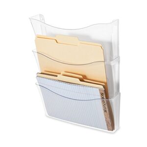 rubbermaid unbreakable expandable three-pocket wall file set, clear (65976)