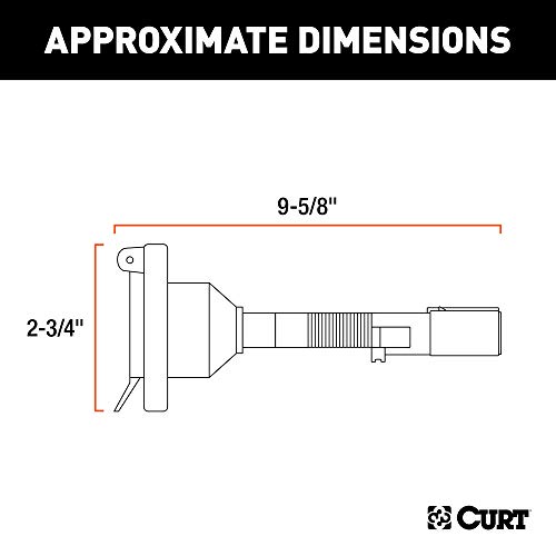 CURT 57667 6-Way Round Vehicle-Side to 7-Way RV Blade Trailer Wiring Adapter , Black