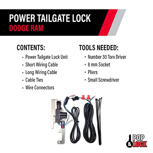 Pop & Lock PL8340 Power Tailgate Lock for Dodge Ram Models 1500, 2500, and 3500